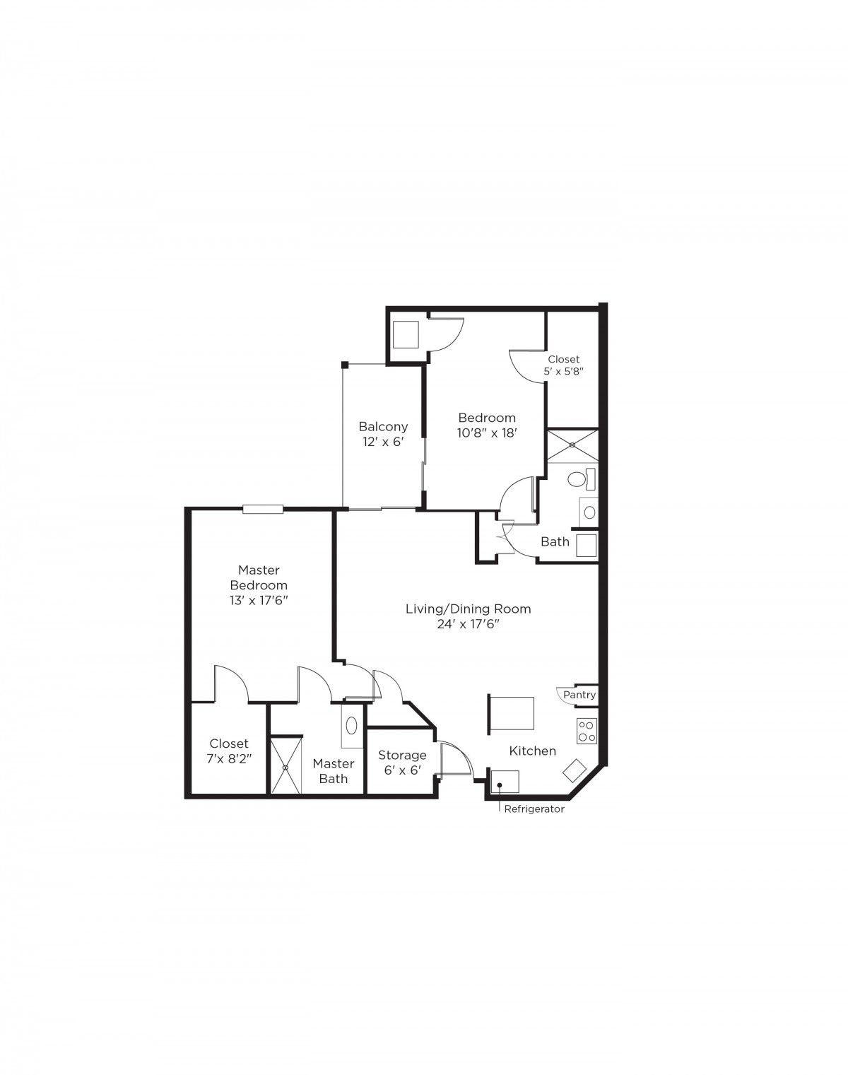 A detailed floor plan of an apartment layout.