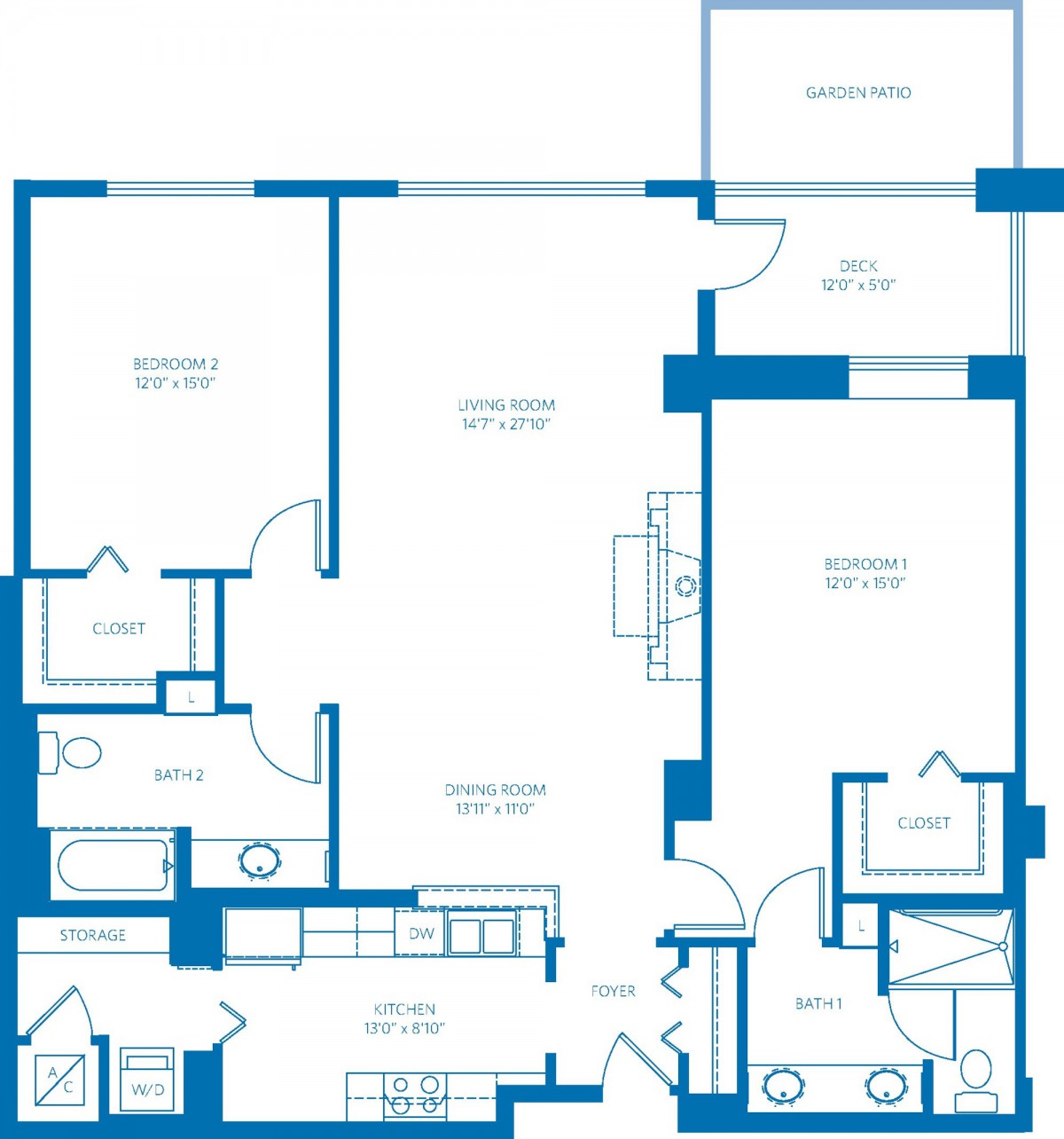 A detailed floor plan of an apartment showing various rooms and their layout.