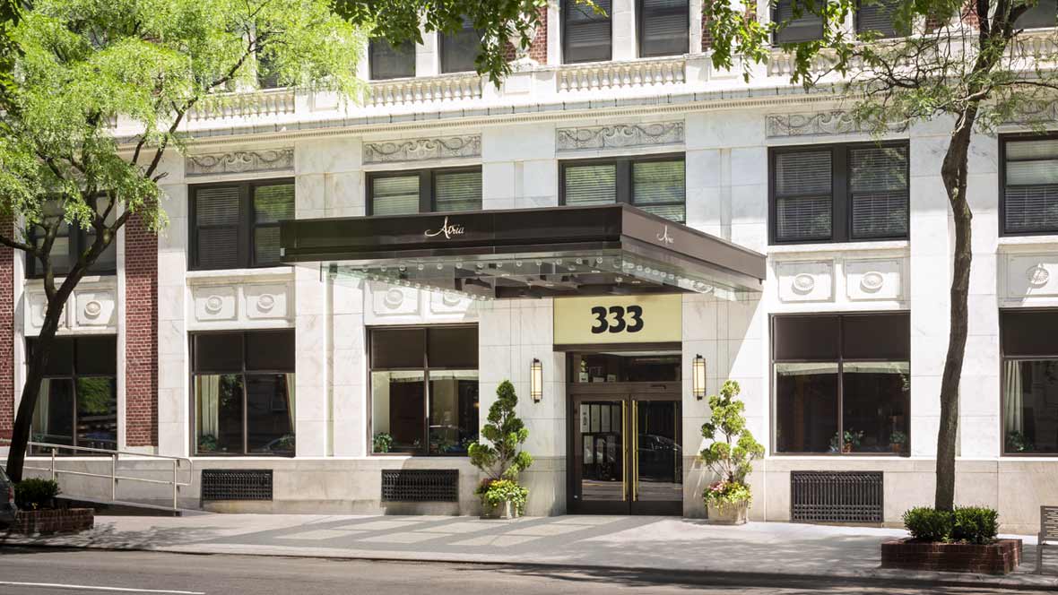 A hotel entrance located at street number 333.