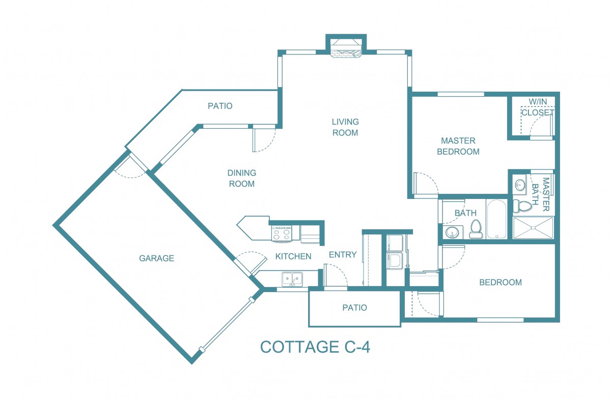 Floor plan of Cottage C-4 showing room layout and design.