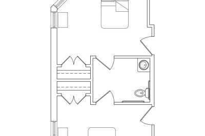 A detailed architectural floor plan illustrating the layout of a residential space.