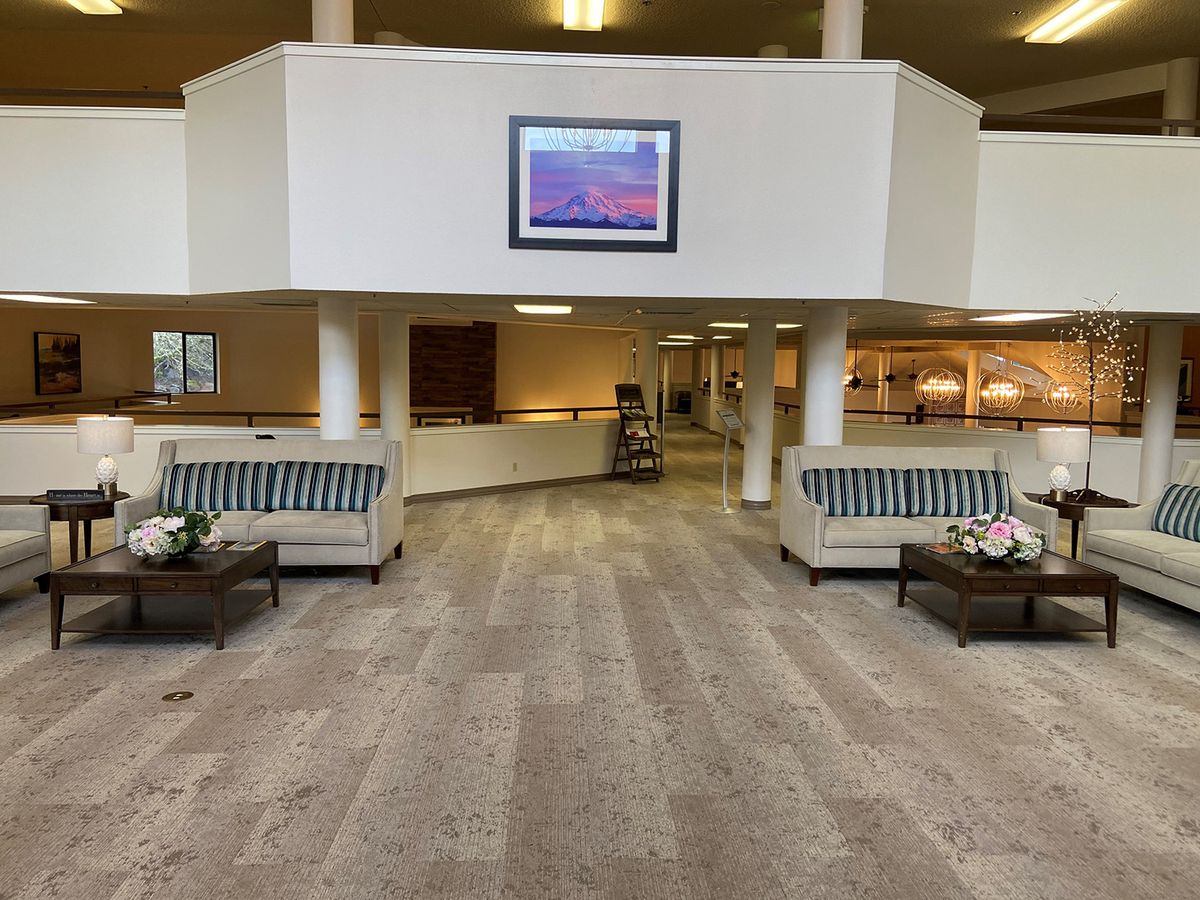 A spacious, modern hotel lobby with comfortable seating and a welcoming atmosphere.