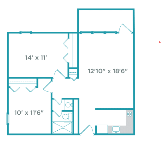 A floor plan displaying the layout and dimensions of rooms in an apartment.