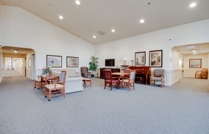 Spacious living room with comfortable seating and elegant decor.