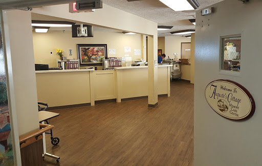 A view of the reception area in a medical facility, featuring a clean and organized environment.