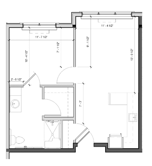 Architectural floor plan of an apartment layout.