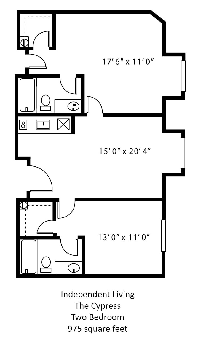A floor plan showing the layout and dimensions of an apartment with multiple rooms.