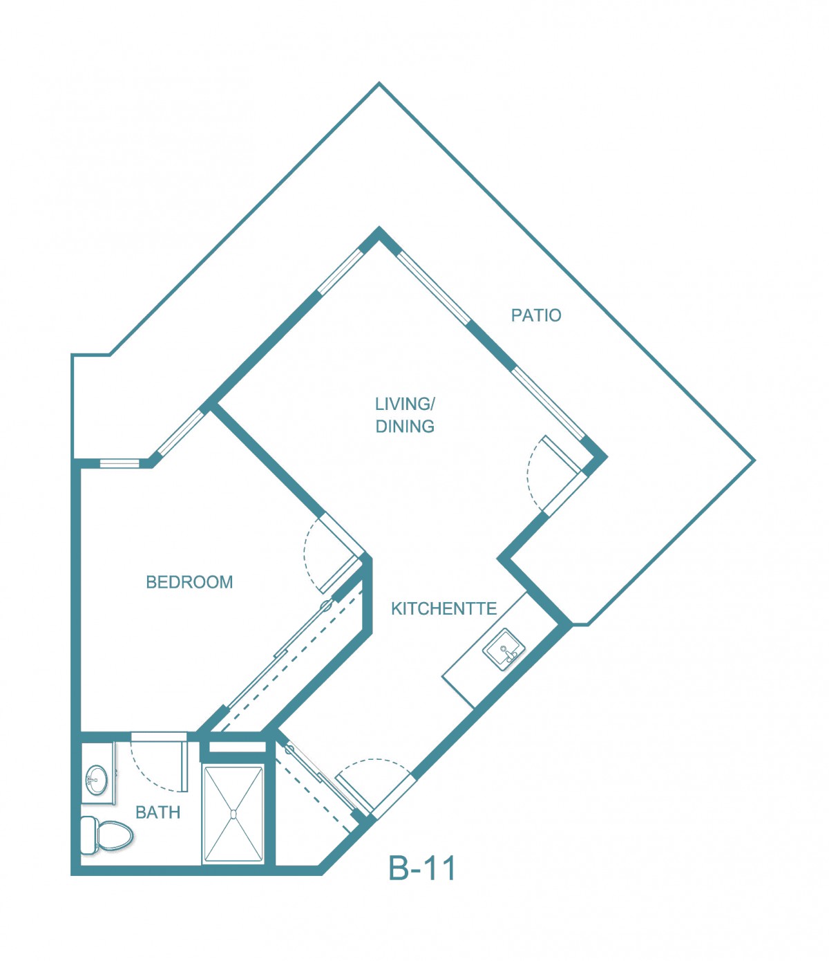This is a floor plan of an apartment, showing the arrangement of rooms and spaces.