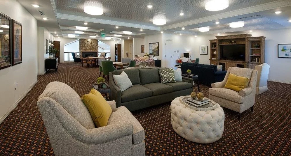 A modern, cozy living room with comfortable sofas and stylish decor.