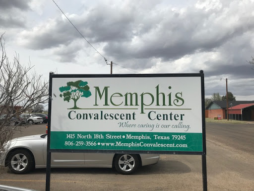 Sign for the Memphis Convalescent Center, indicating a healthcare facility.