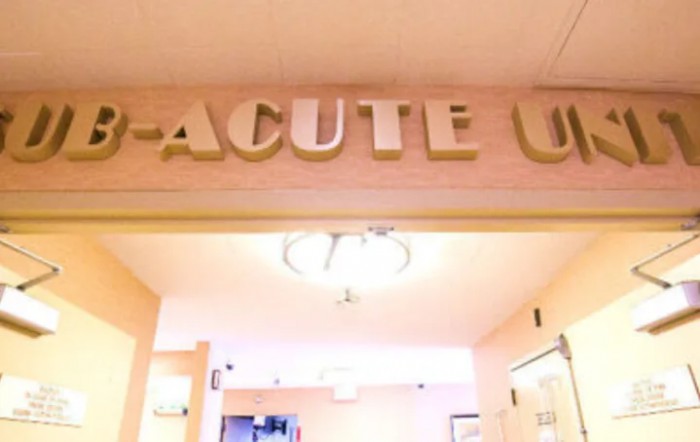Entrance to an acute care unit in a hospital.