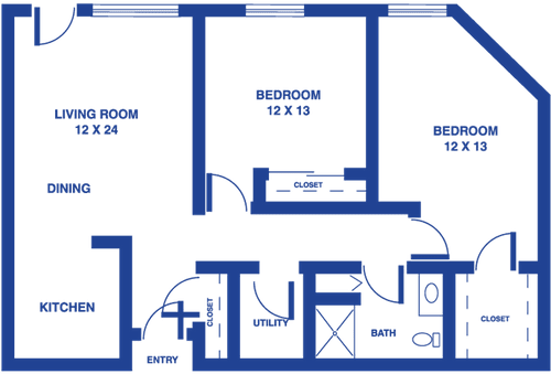A blueprint of a house showing the layout of rooms and dimensions.