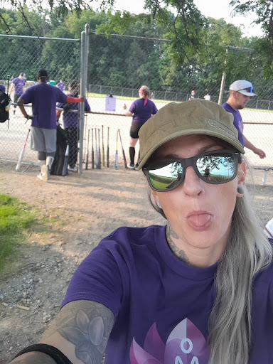 Just having a fun day at the softball field with the team!