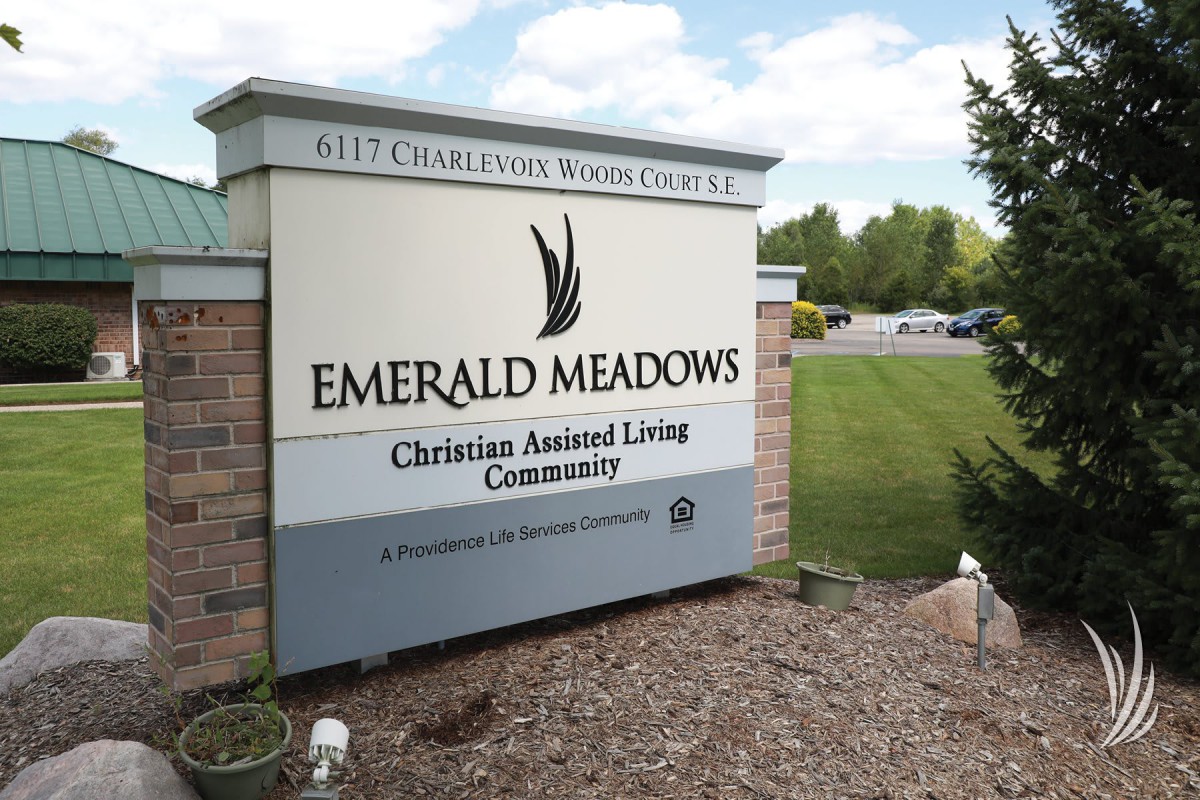 Sign for Emerald Meadows Christian Assisted Living Community