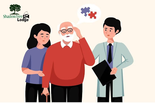 An elderly man discusses his concerns with a doctor while being supported by a family member.