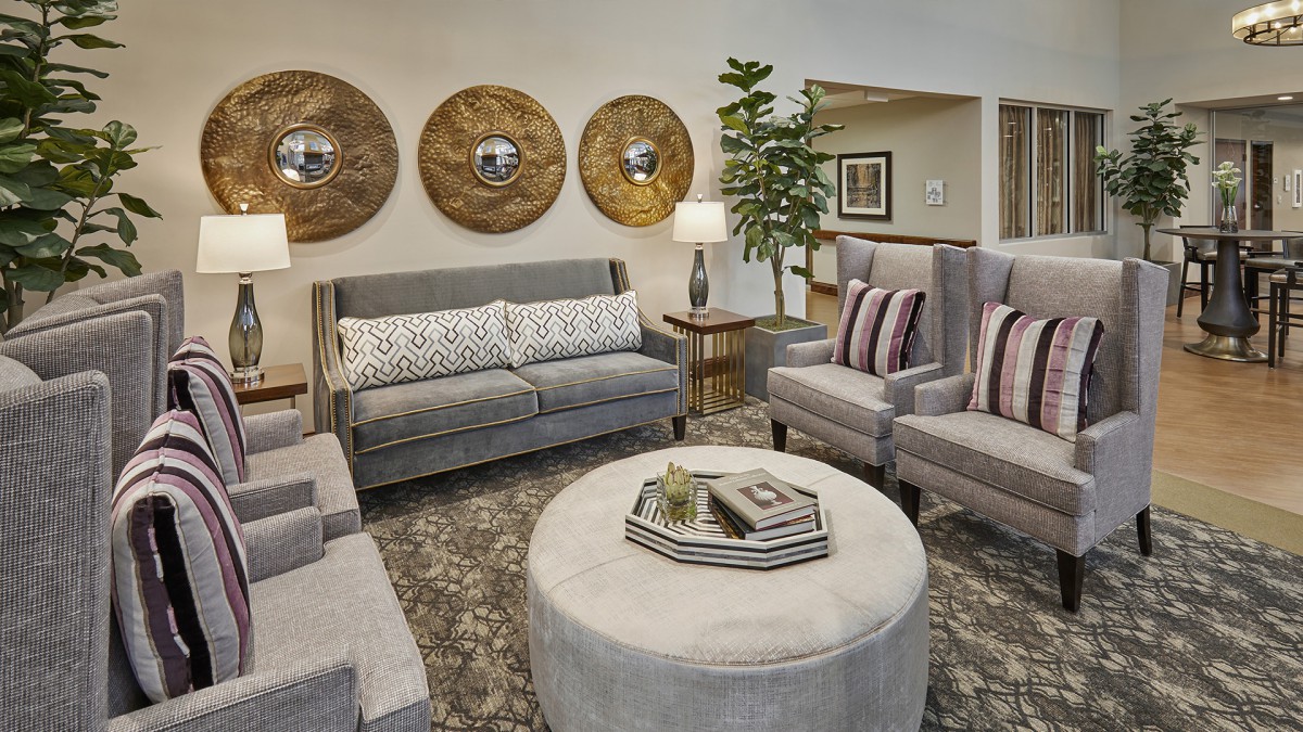 A cozy living room with stylish decor and comfortable seating.