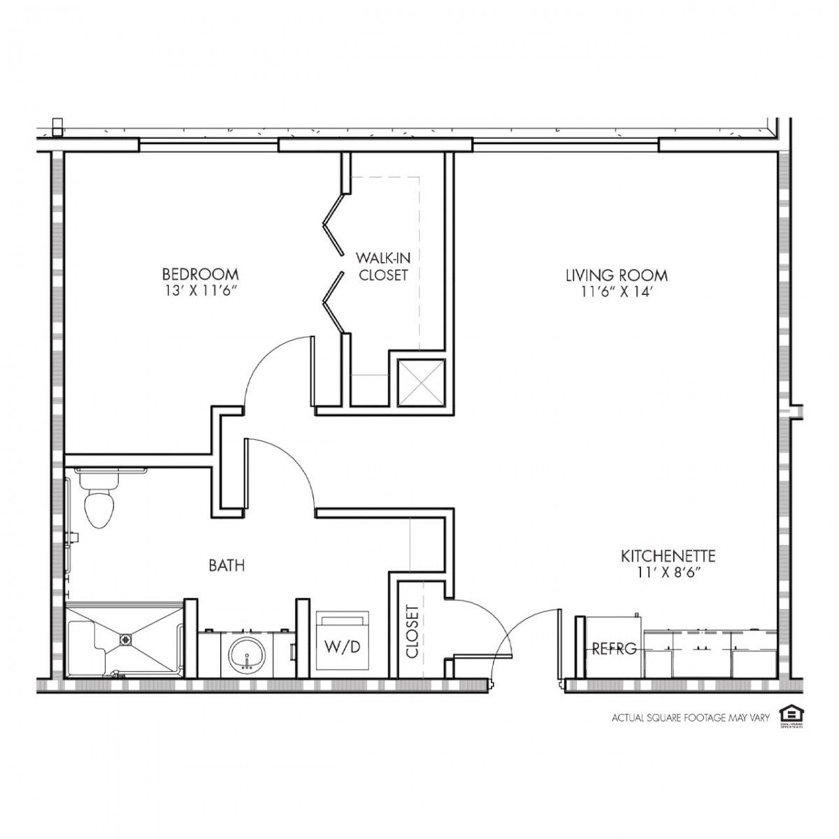 A detailed floor plan showing the layout of an apartment with labeled rooms.
