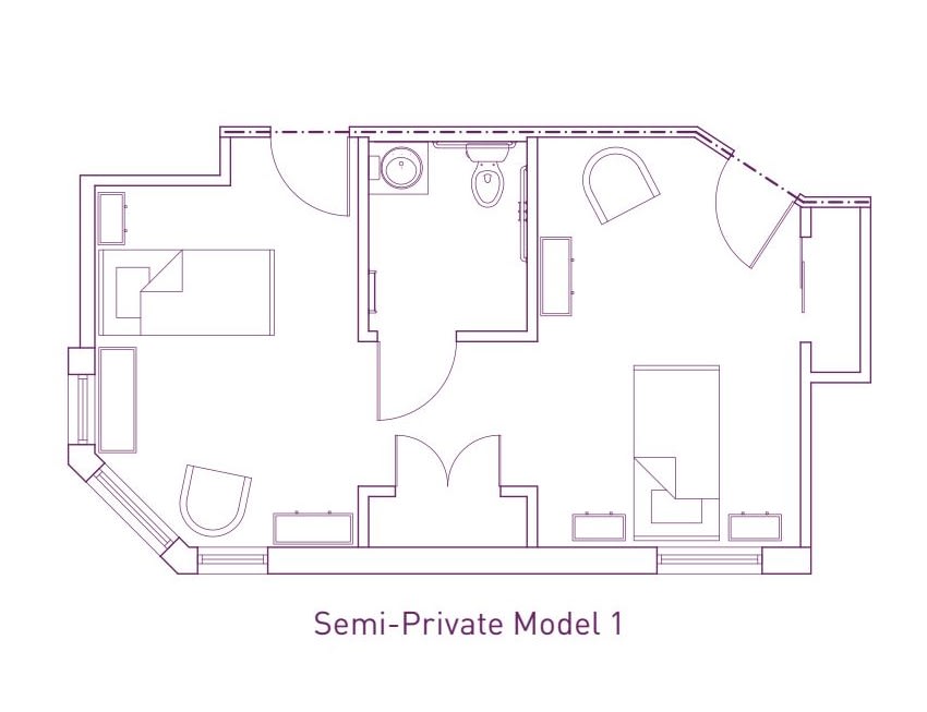 Floor plan of a semi-private model layout.