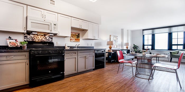 A modern kitchen with sleek appliances and an inviting open layout.