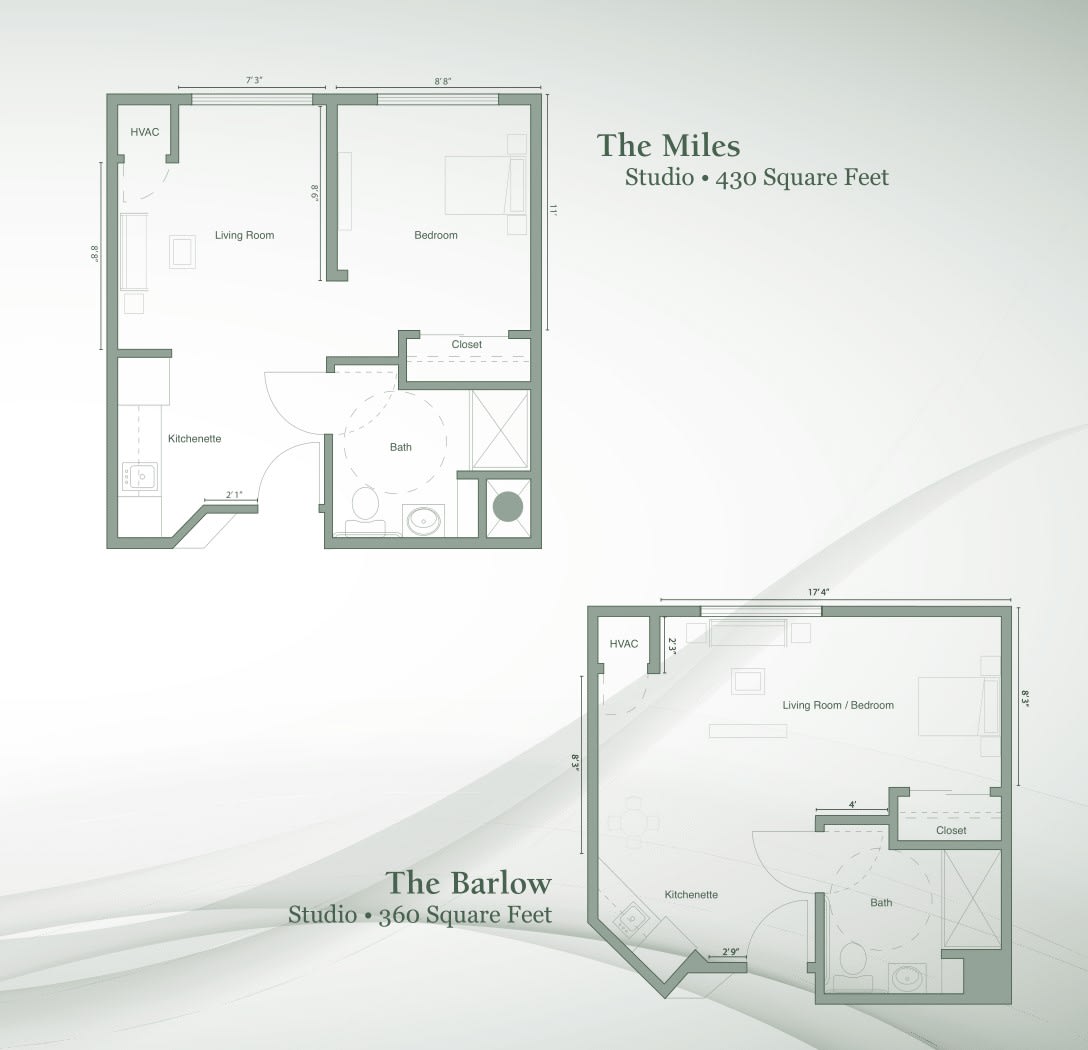 Floor plans for a multi-level apartment including 'The Miles' lower main floor and 'The Sutro' upper main floor.