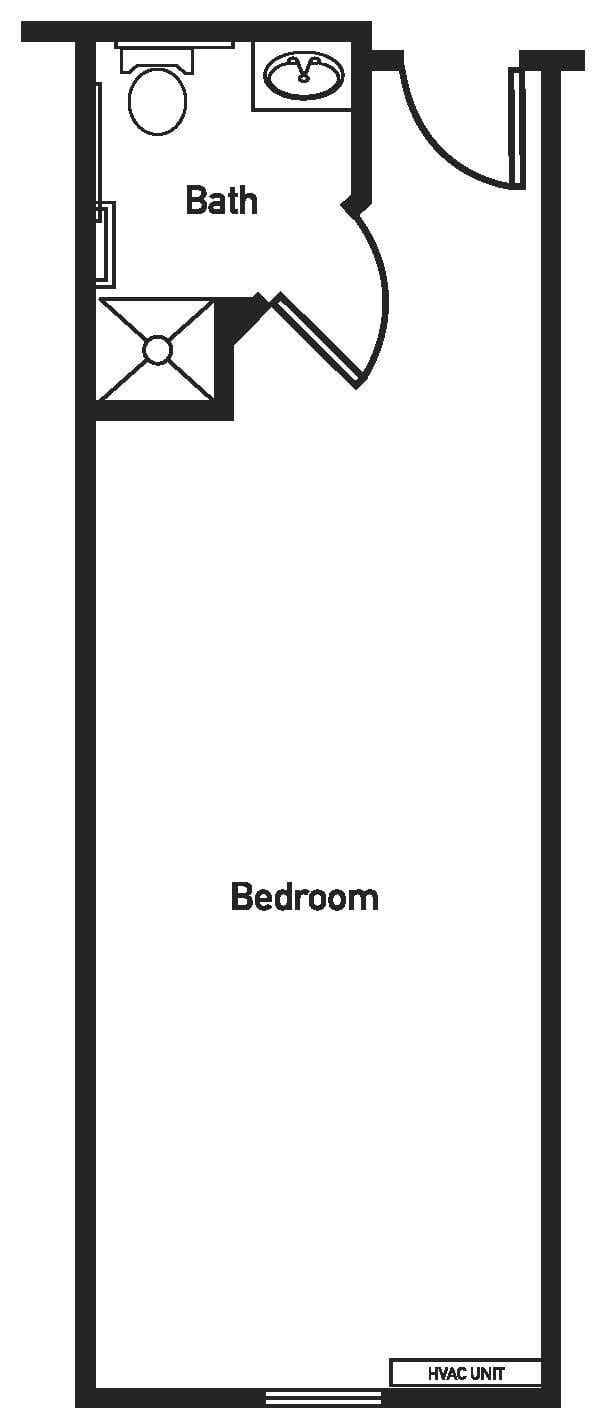 Simple floor plan of a bedroom.