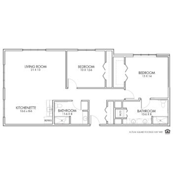 A detailed floor plan showing the layout of a residential apartment with labeled rooms.