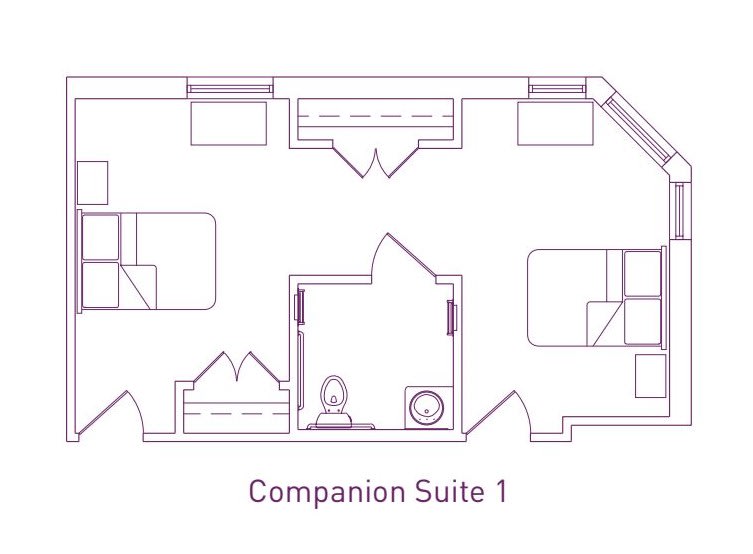 Floor plan of Companion Suite 1, showing room layout and features.