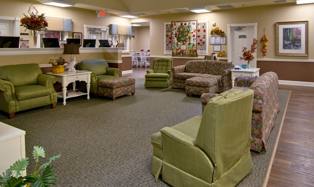 A cozy living room with comfortable seating and warm decor.