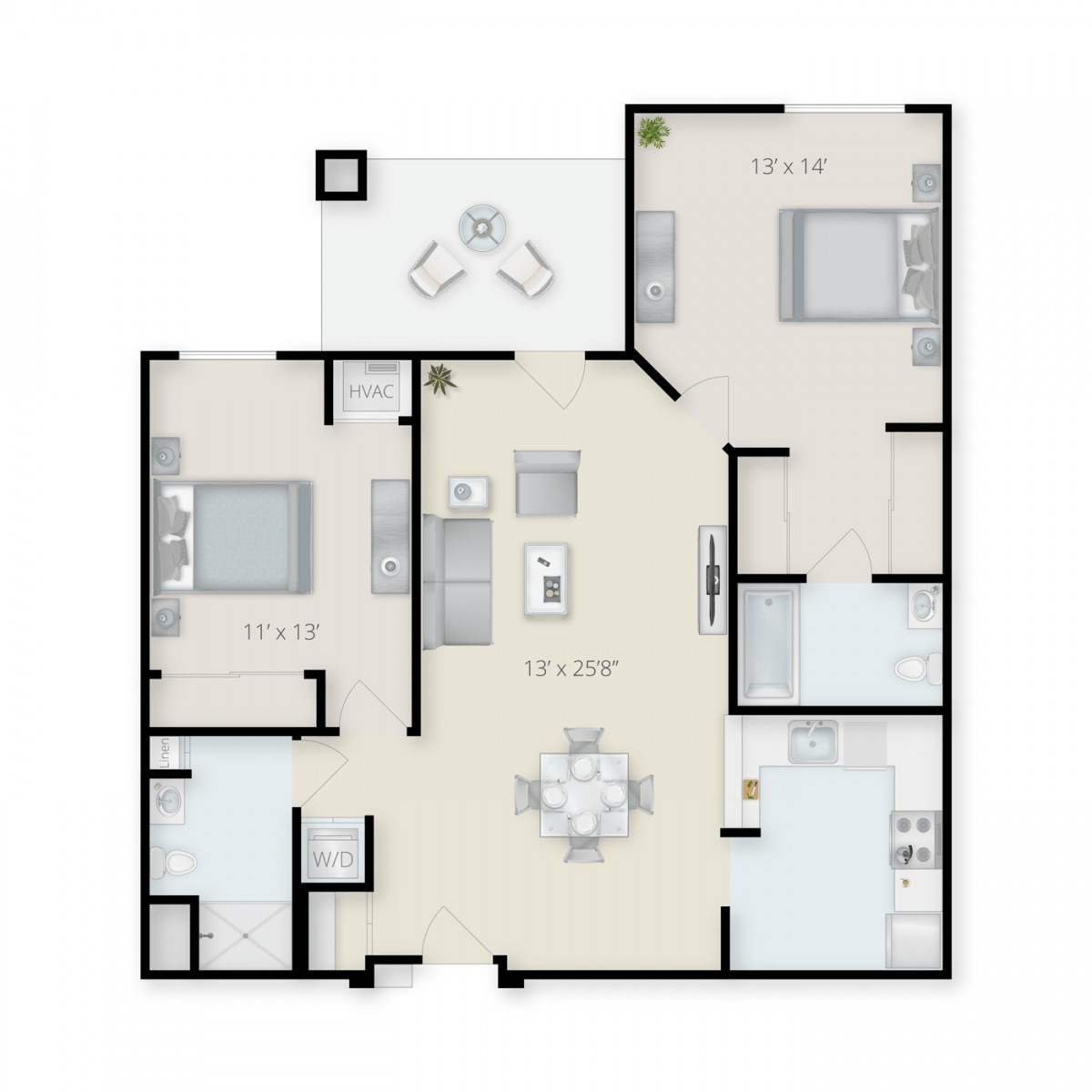 A detailed floor plan illustrating a modern home layout.