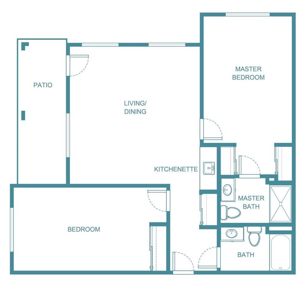 An architectural floor plan layout of a residential space with labeled rooms.