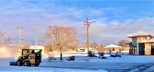 A serene winter scene showcasing snow-covered ground and trees under a clear blue sky.