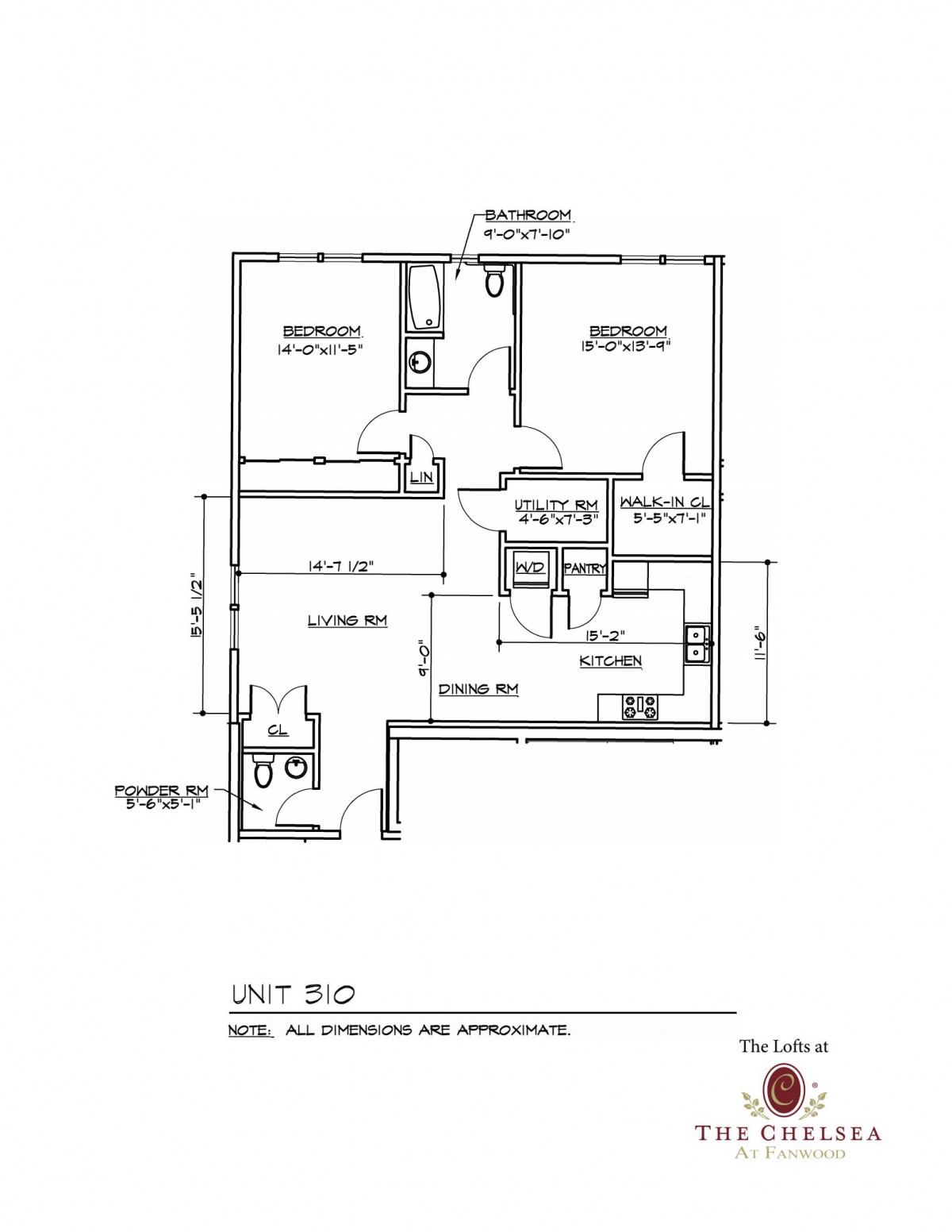 Floor plan of a residential unit showing room dimensions and layout.