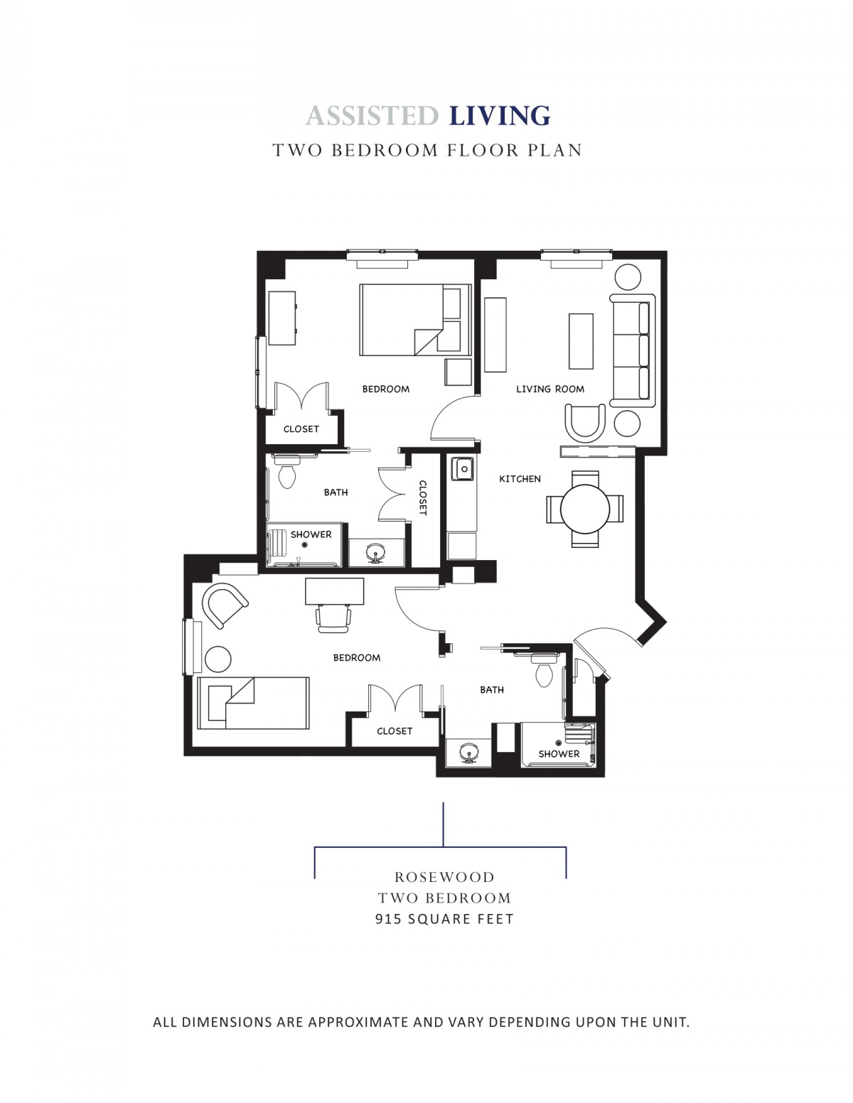 Two-bedroom apartment floor plan with labeled rooms and layout.