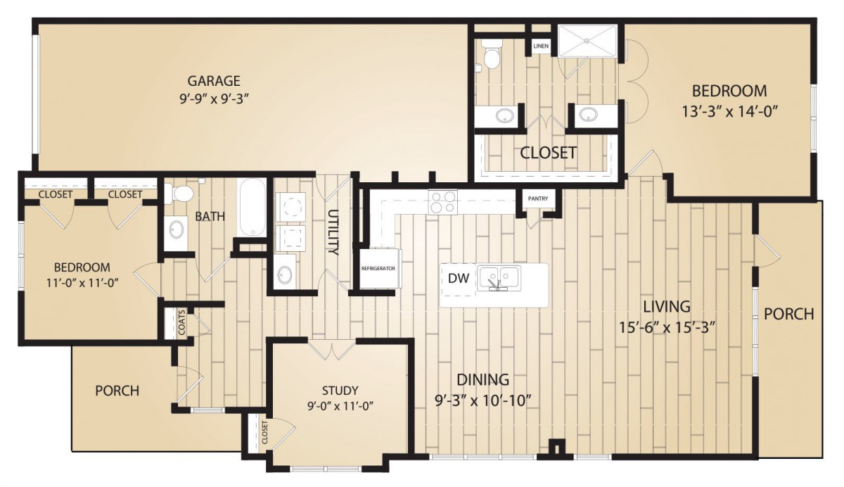 A detailed floor plan showing the layout of a home with labeled rooms and dimensions.