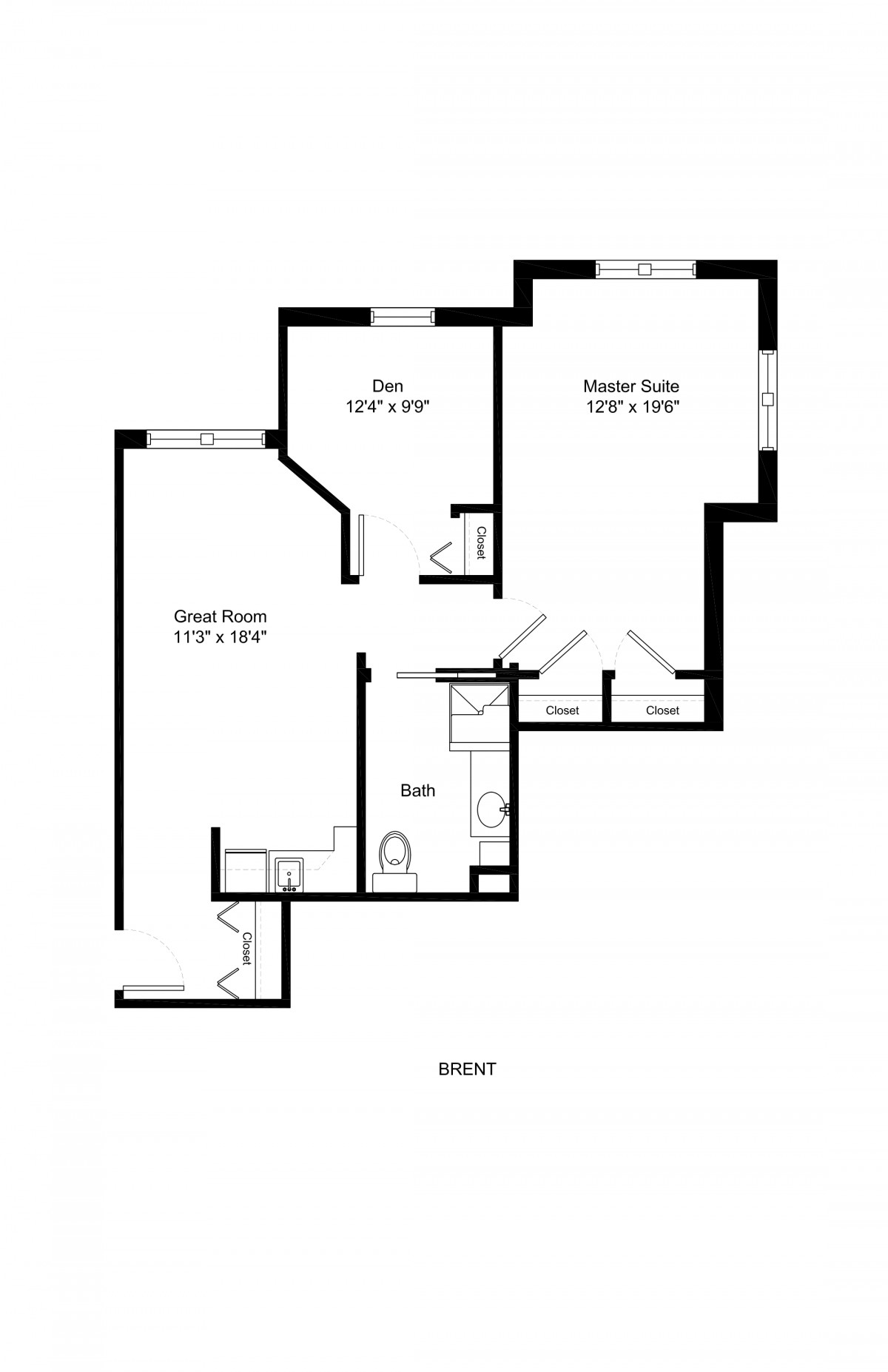 A floor plan showing the layout of an apartment with labeled room dimensions.