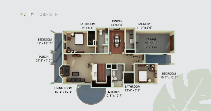 A detailed floor plan showing the layout and dimensions of a house, including living room, bedrooms, kitchen, bathrooms, dining area, laundry, and garage.