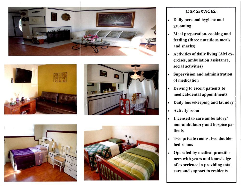 A collage showcasing various rooms and services offered in a residential accommodation.