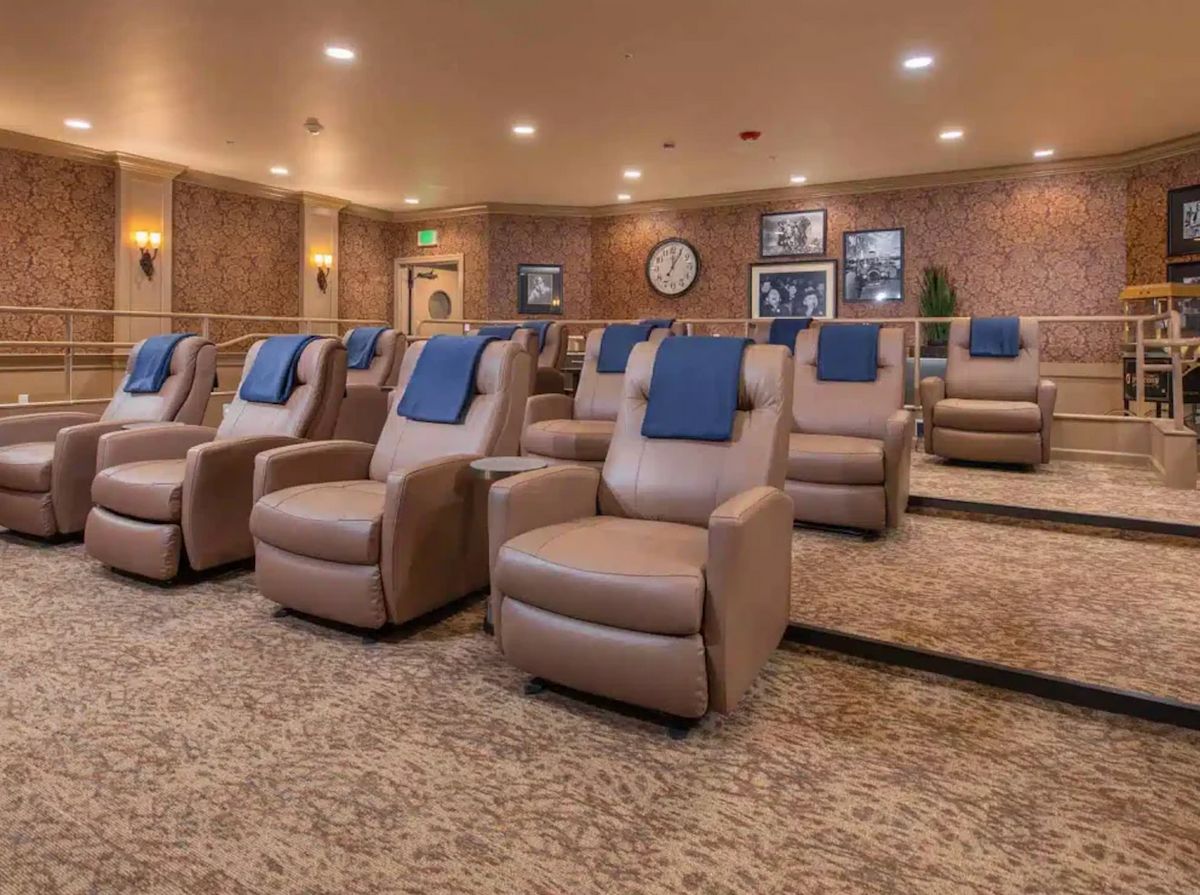 Luxurious home theater with recliner seating.