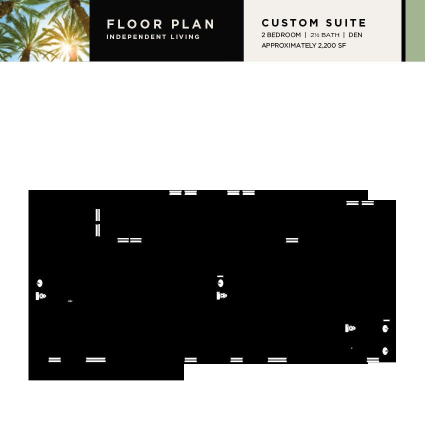 A detailed floor plan of a custom suite showing the layout and architectural design.