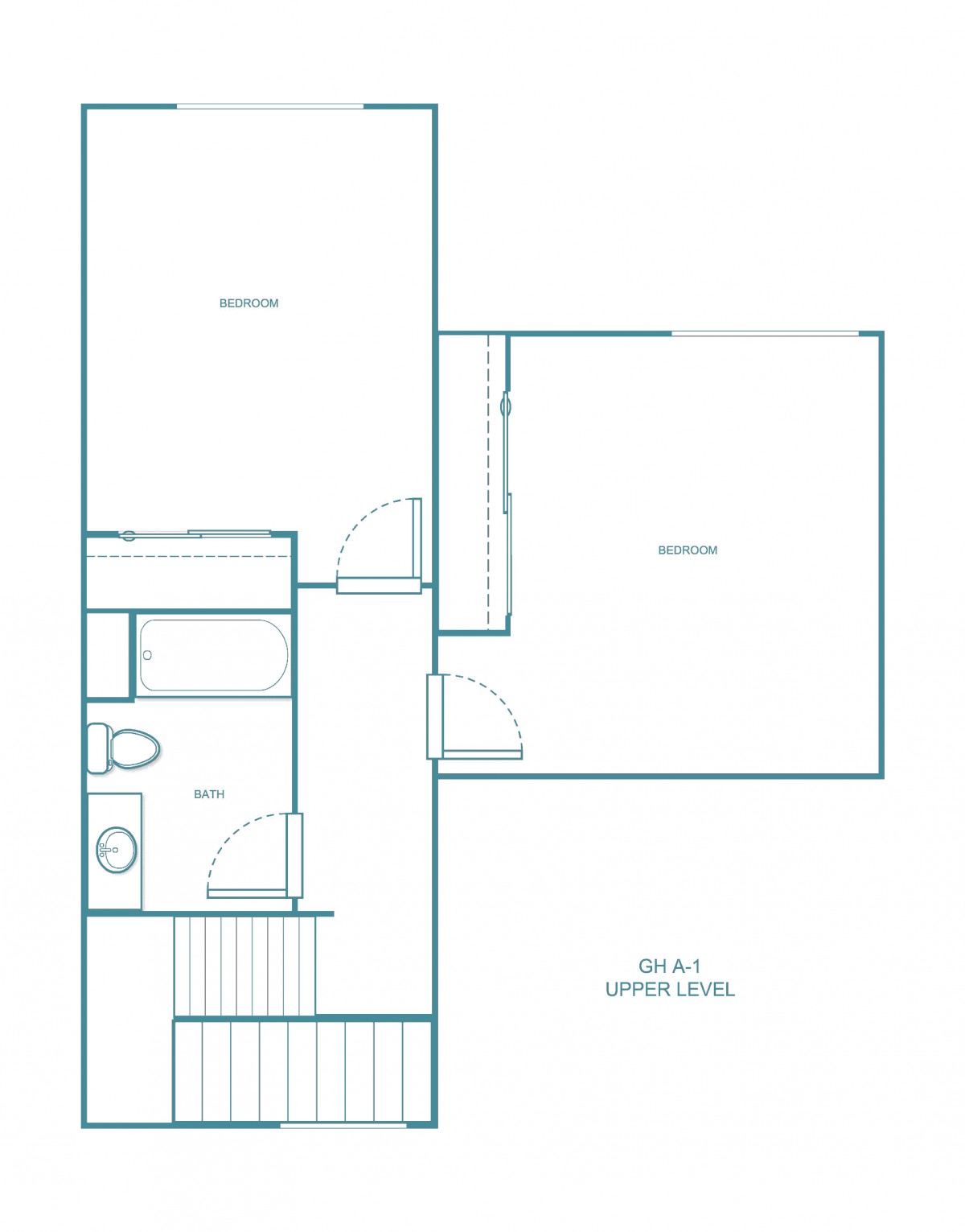A detailed floor plan of the upper level, showcasing various room layouts and design elements.