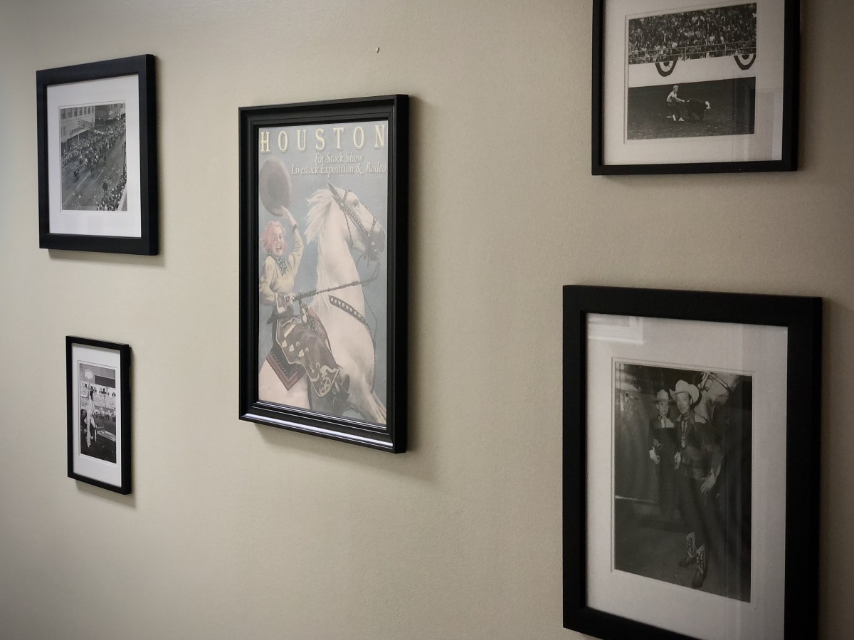 A collection of framed pictures arranged on a wall, showcasing various photographs and art pieces.