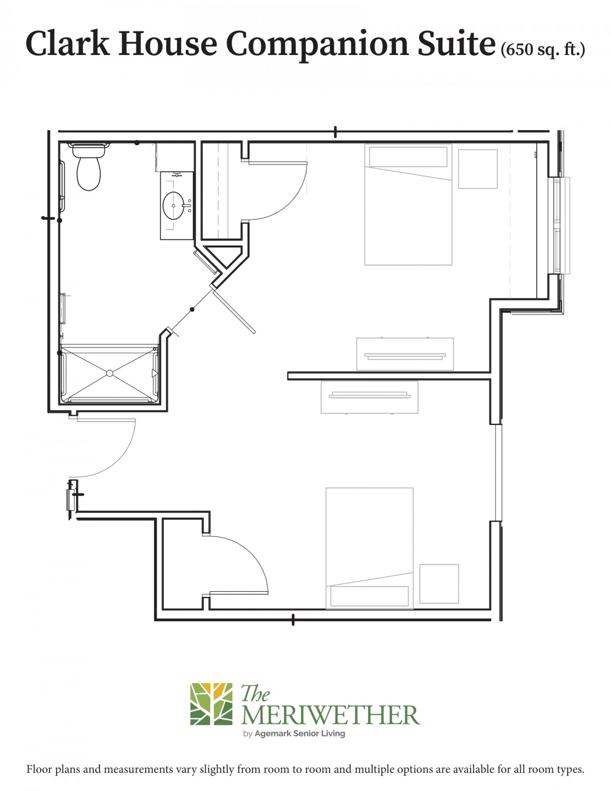 A simple architectural floor plan layout of a residential space.