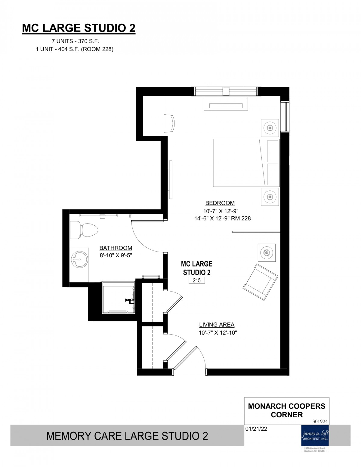 A floor plan illustrating the layout of a studio apartment with designated areas for living, dining, and sleeping.