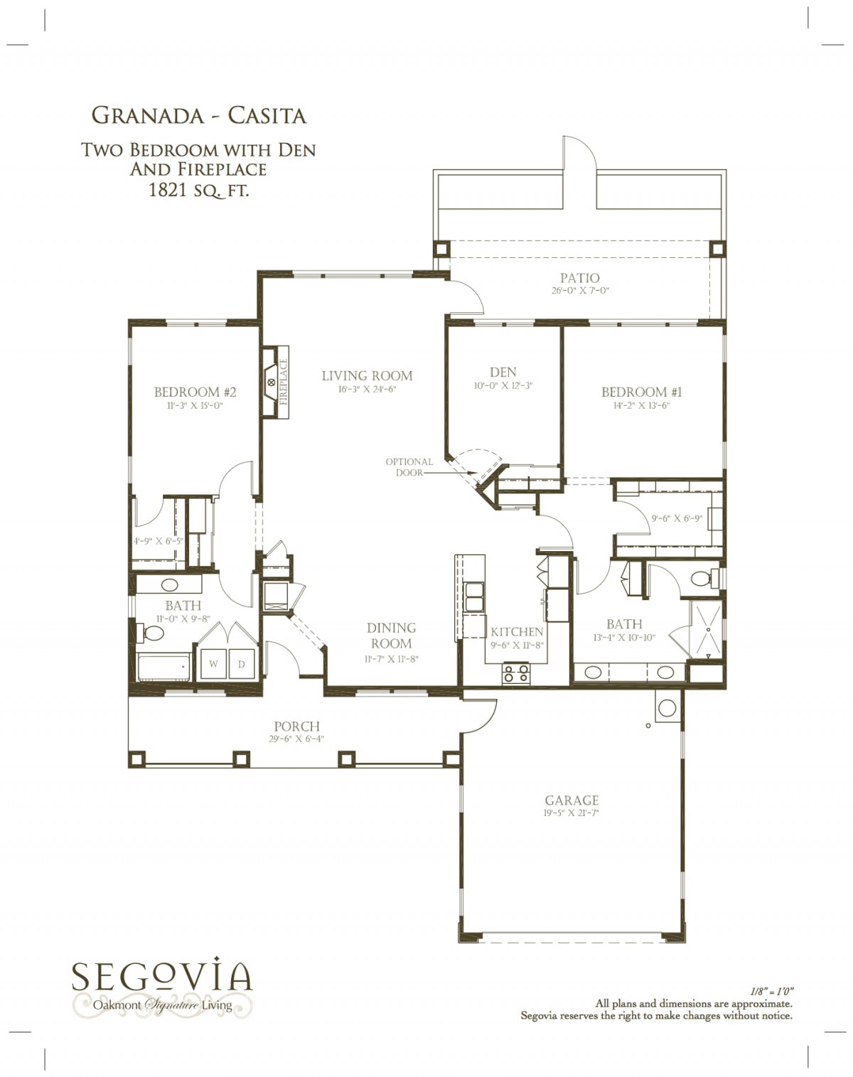 A detailed floor plan of a two-bedroom house with dimensions and layout.