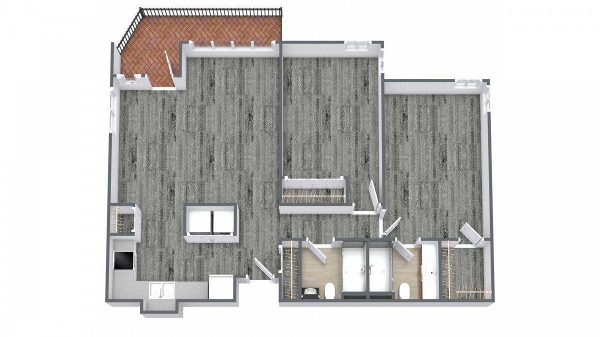 A detailed floor plan of an apartment showcasing room layouts and dimensions.