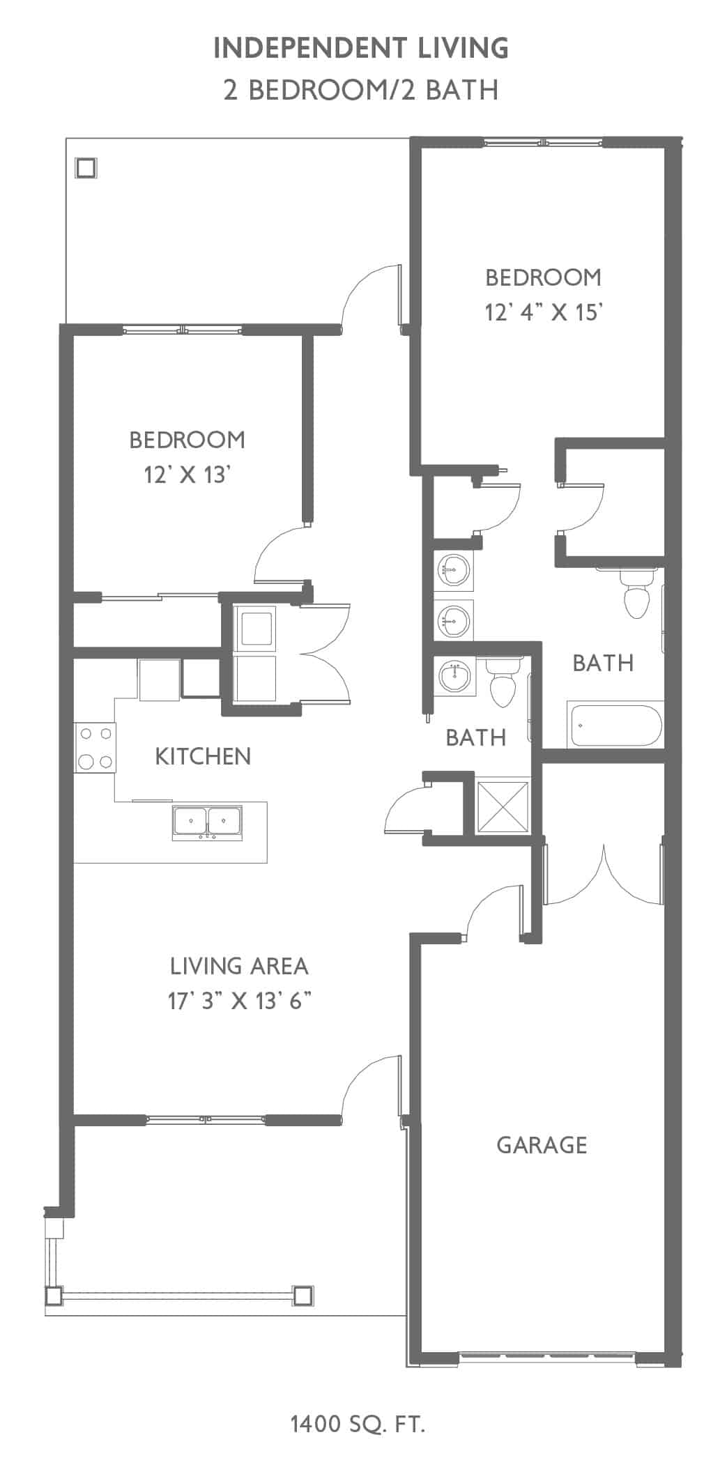 A detailed floor plan of an apartment showing the layout of rooms and dimensions.