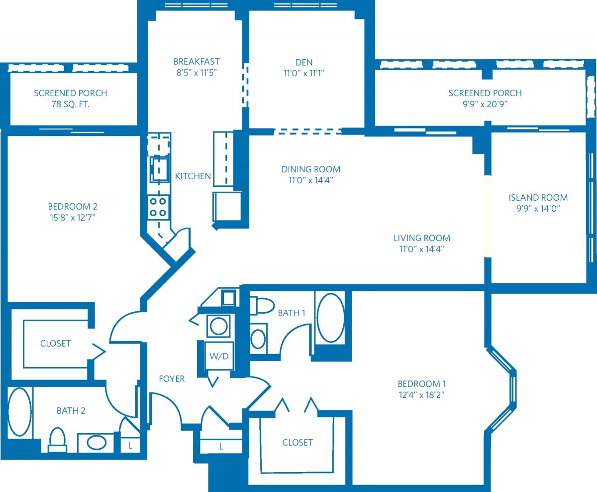 A detailed floor plan depicting the layout of an apartment with labeled rooms.