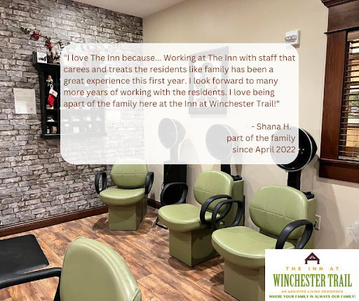 A cozy waiting area in a salon designed for relaxation and comfort.
