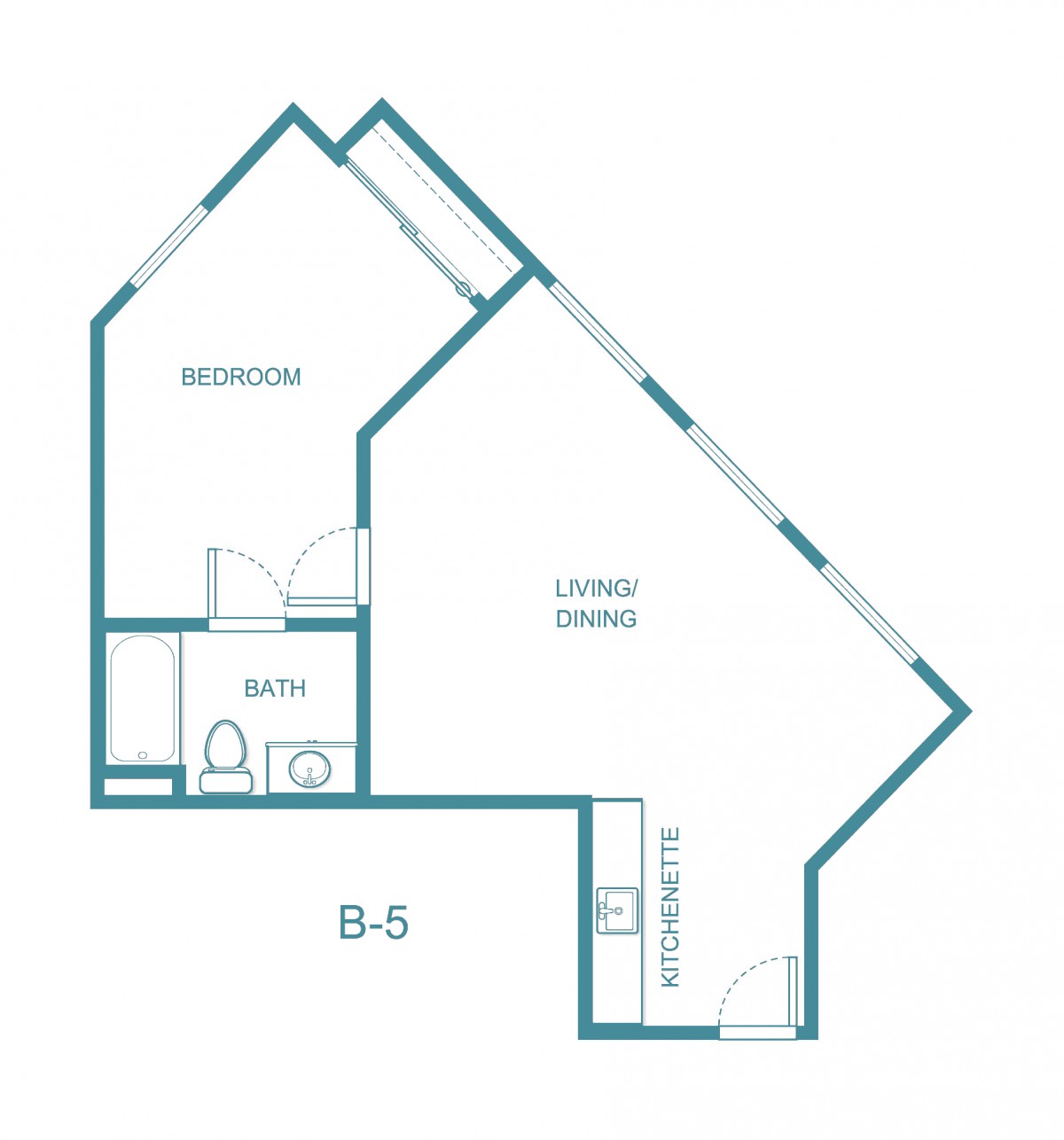 A floor plan depicting the layout of an apartment with labeled rooms.