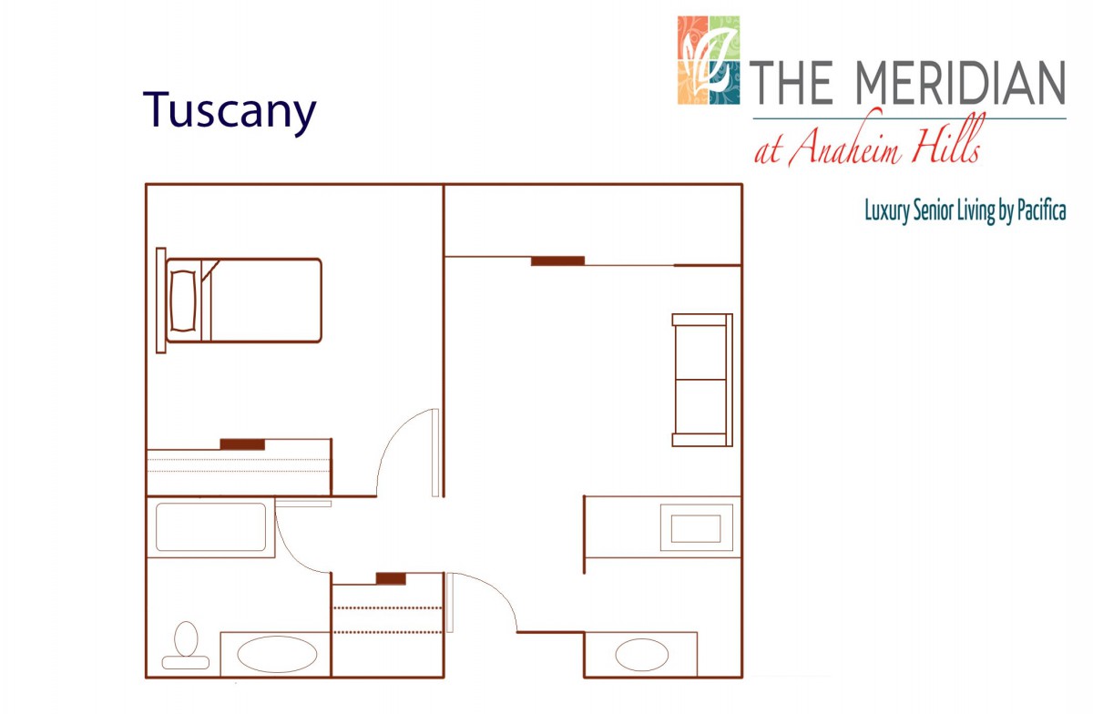 Floor plan layout for an apartment in The Meadows - Tuscany model.